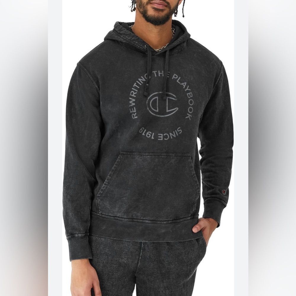 Champion Mineral Dye Graphic Hoodie Grey XL NWT